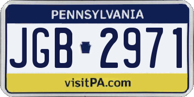 PA license plate JGB2971