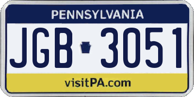 PA license plate JGB3051