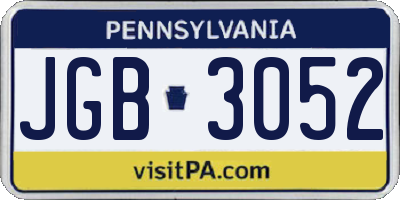 PA license plate JGB3052