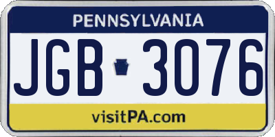 PA license plate JGB3076