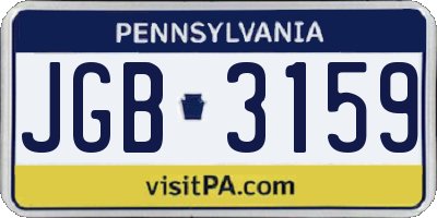 PA license plate JGB3159
