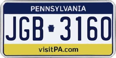 PA license plate JGB3160