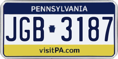 PA license plate JGB3187