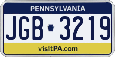PA license plate JGB3219