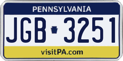 PA license plate JGB3251
