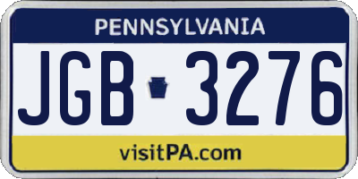 PA license plate JGB3276
