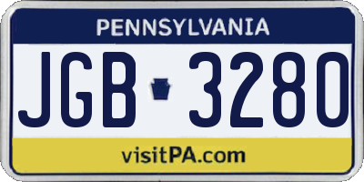 PA license plate JGB3280