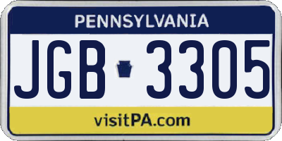 PA license plate JGB3305