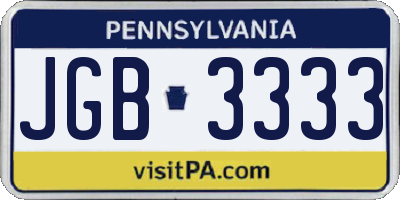 PA license plate JGB3333