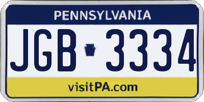 PA license plate JGB3334