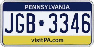 PA license plate JGB3346