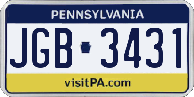 PA license plate JGB3431