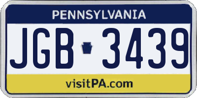 PA license plate JGB3439