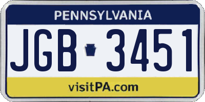 PA license plate JGB3451