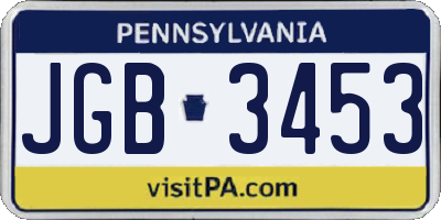 PA license plate JGB3453