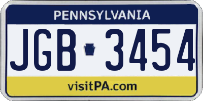 PA license plate JGB3454