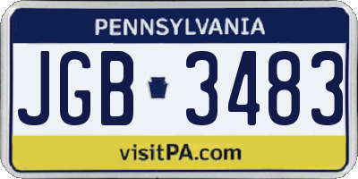 PA license plate JGB3483