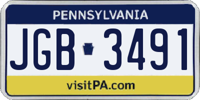 PA license plate JGB3491