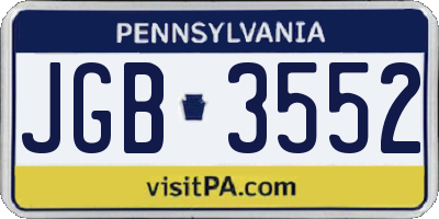PA license plate JGB3552