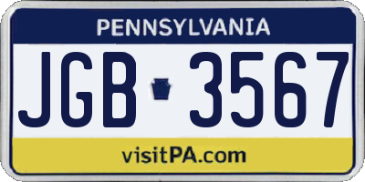 PA license plate JGB3567