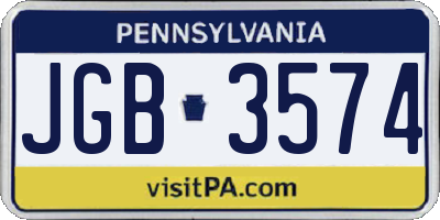 PA license plate JGB3574