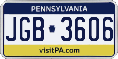 PA license plate JGB3606