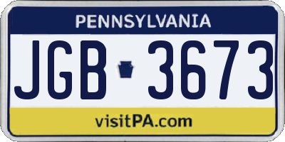 PA license plate JGB3673