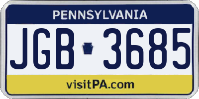 PA license plate JGB3685