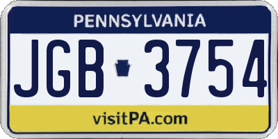 PA license plate JGB3754
