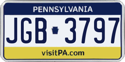 PA license plate JGB3797
