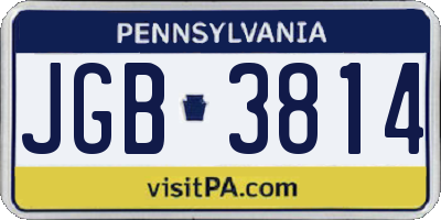 PA license plate JGB3814