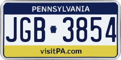PA license plate JGB3854