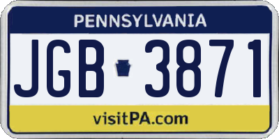 PA license plate JGB3871