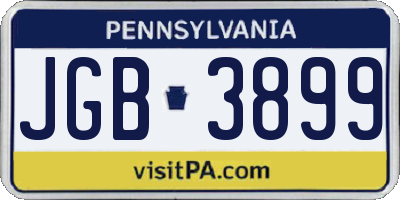PA license plate JGB3899