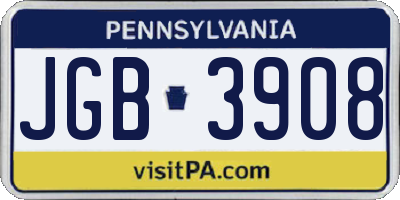 PA license plate JGB3908