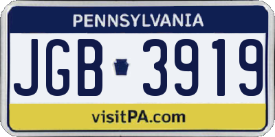PA license plate JGB3919