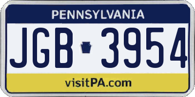 PA license plate JGB3954