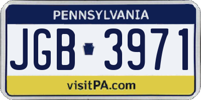 PA license plate JGB3971