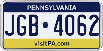 PA license plate JGB4062
