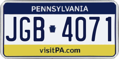 PA license plate JGB4071