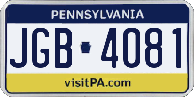 PA license plate JGB4081