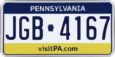 PA license plate JGB4167