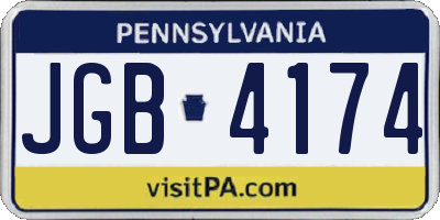 PA license plate JGB4174