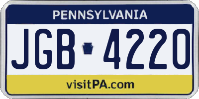 PA license plate JGB4220
