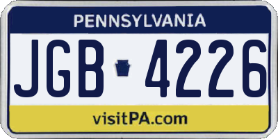 PA license plate JGB4226