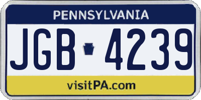 PA license plate JGB4239