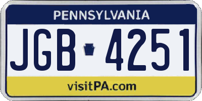 PA license plate JGB4251