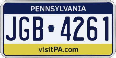 PA license plate JGB4261