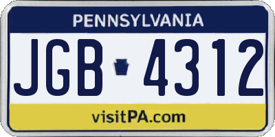 PA license plate JGB4312