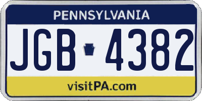 PA license plate JGB4382